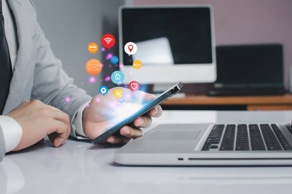 businessman working with modern devices digital computer phone business people are using innovative technology