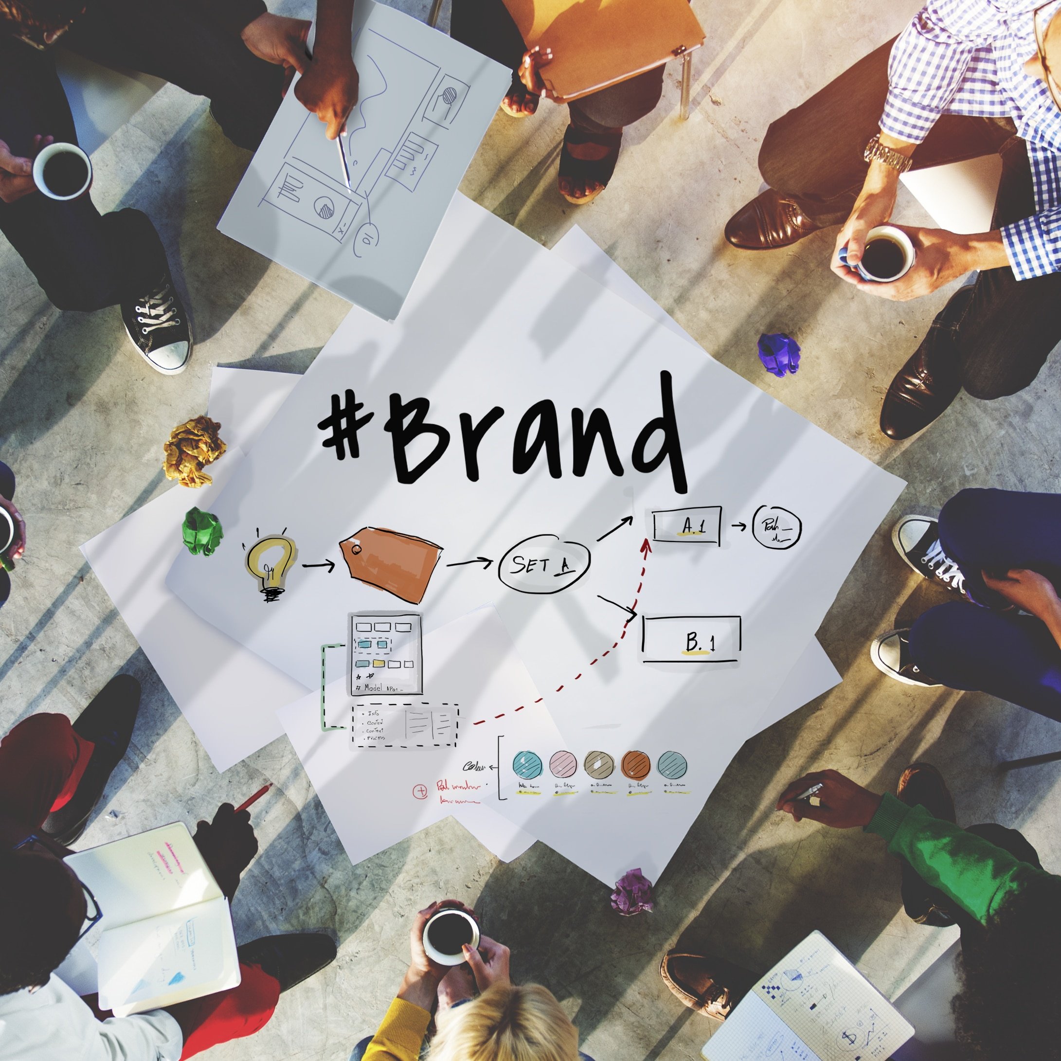 group people planning business brand